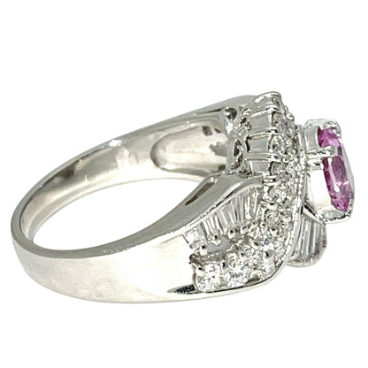 1.25ctw Pink Sapphire & Diamond Platinum Solitaire Ring Size 6 9.5g