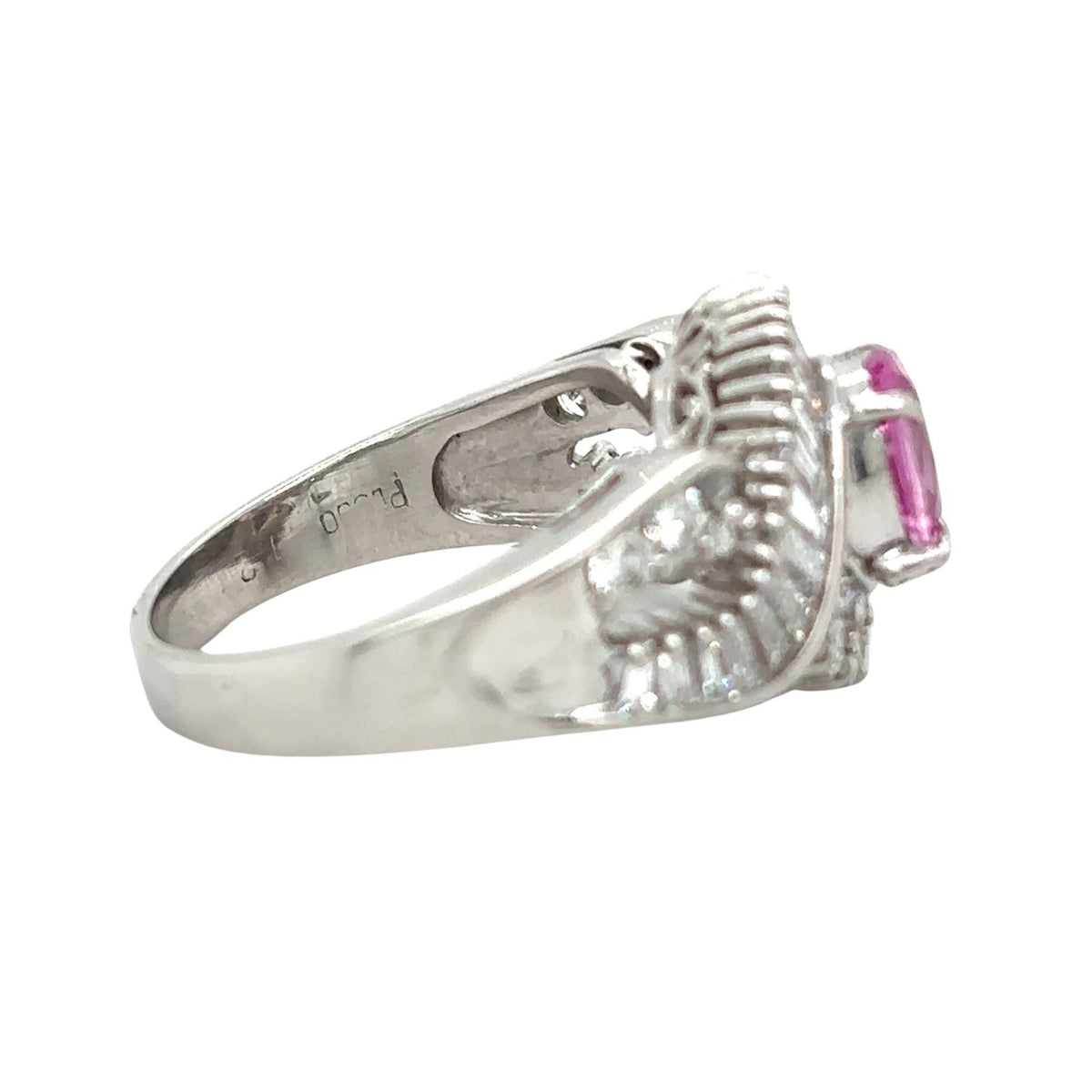 1.25ctw Pink Sapphire & Diamond Platinum Solitaire Ring Size 6 9.5g