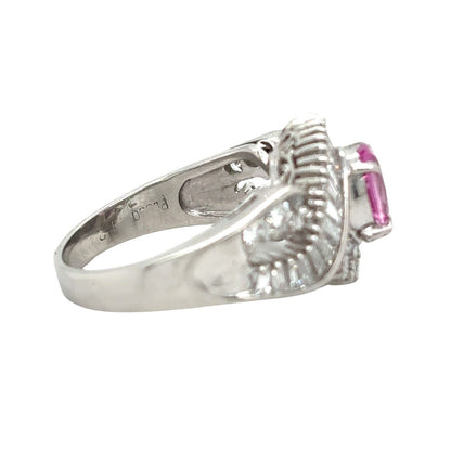 1.25ctw Pink Sapphire & Diamond Platinum Solitaire Ring Size 6 9.5g