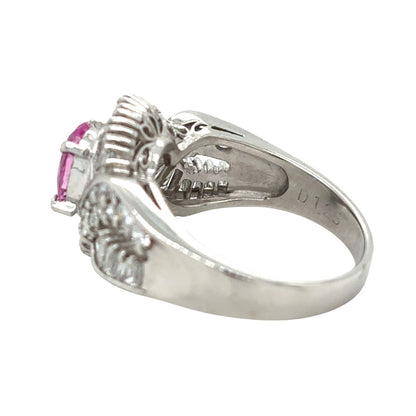 1.25ctw Pink Sapphire & Diamond Platinum Solitaire Ring Size 6 9.5g