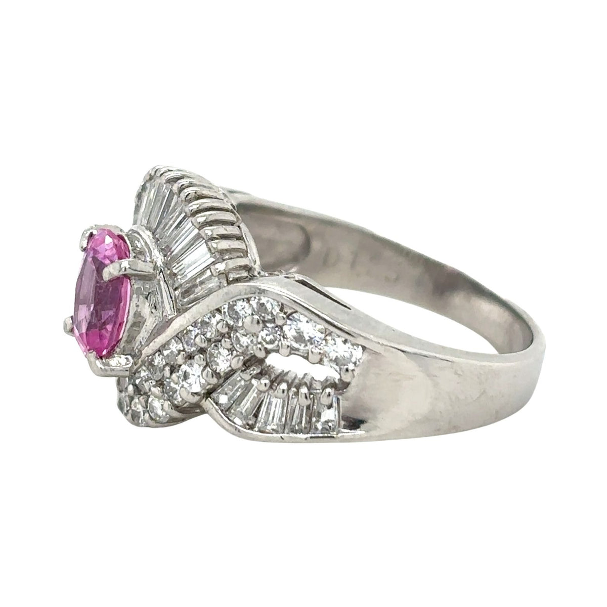 1.25ctw Pink Sapphire & Diamond Platinum Solitaire Ring Size 6 9.5g