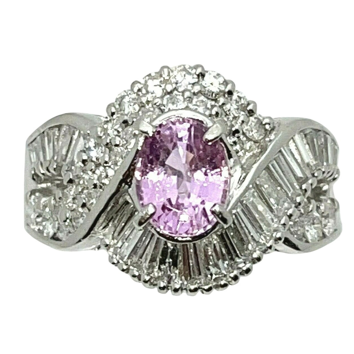 1.25ctw Pink Sapphire & Diamond Platinum Solitaire Ring Size 6 9.5g