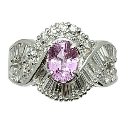 1.25ctw Pink Sapphire & Diamond Platinum Solitaire Ring Size 6 9.5g