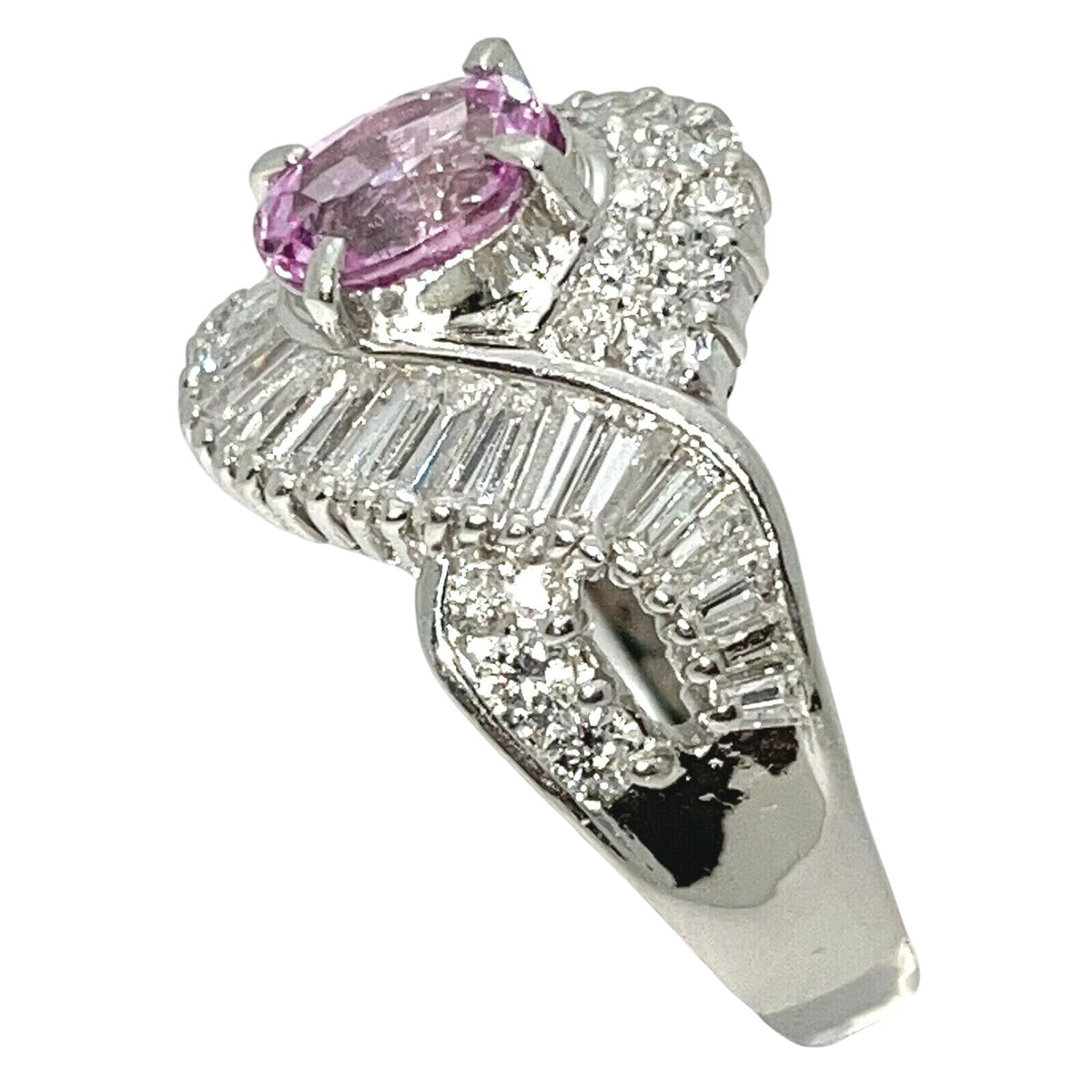 1.25ctw Pink Sapphire & Diamond Platinum Solitaire Ring Size 6 9.5g