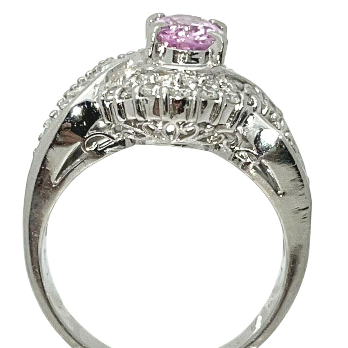 1.25ctw Pink Sapphire & Diamond Platinum Solitaire Ring Size 6 9.5g