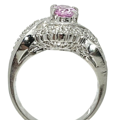 1.25ctw Pink Sapphire & Diamond Platinum Solitaire Ring Size 6 9.5g