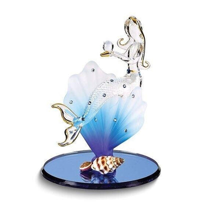 Glass Baron Mermaid on Shell Handcrafted Glass Figurine with 22k Gold Trim