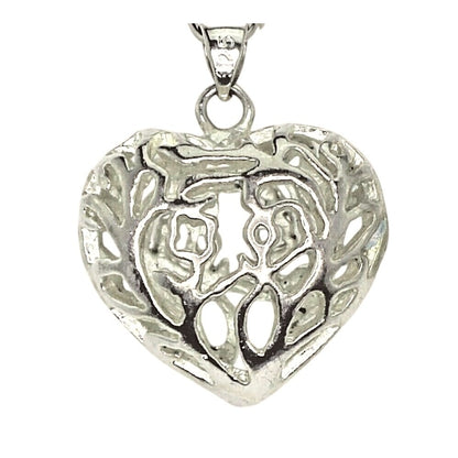 Silver Filigree Puffed Heart Pendant Charm 5.8g Sterling Silver 925