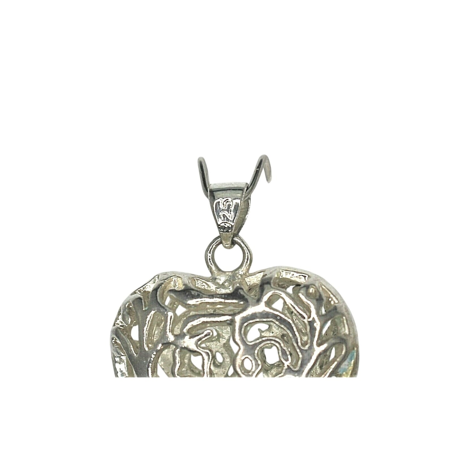 Silver Filigree Puffed Heart Pendant Charm 5.8g Sterling Silver 925
