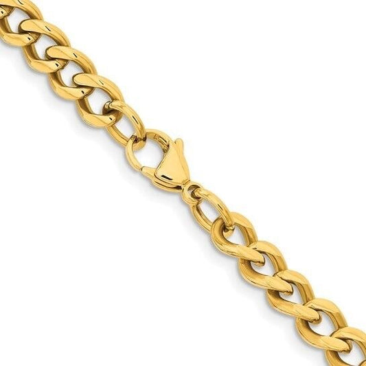 Chisel Stainless Steel Yellow IP-plated 7.5mm Curb 20 inch Chain Necklace