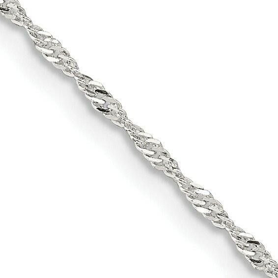 Sterling Silver 1.4mm Singapore Chain Necklace 18" Length 925