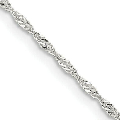 Sterling Silver 1.4mm Singapore Chain Necklace 18" Length 925