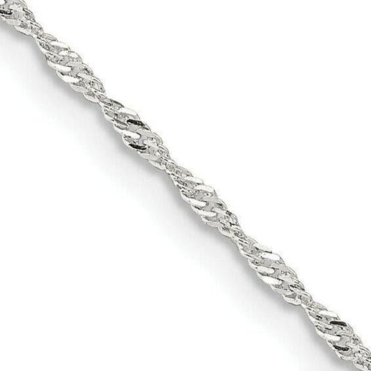 Sterling Silver 1.4mm Singapore Chain Necklace 18" Length 925