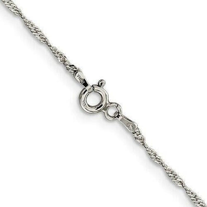 Sterling Silver 1.4mm Singapore Chain Necklace 18" Length 925