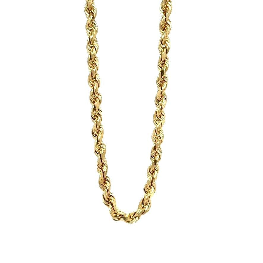 2.4mm 14K Yellow Gold Rope Chain Necklace 24 Inch 17.4g