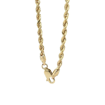 2.4mm 14K Yellow Gold Rope Chain Necklace 24 Inch 17.4g