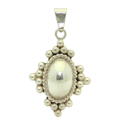 .925 Sterling Silver Oval Pendant Beaded Design & Rope Detail
