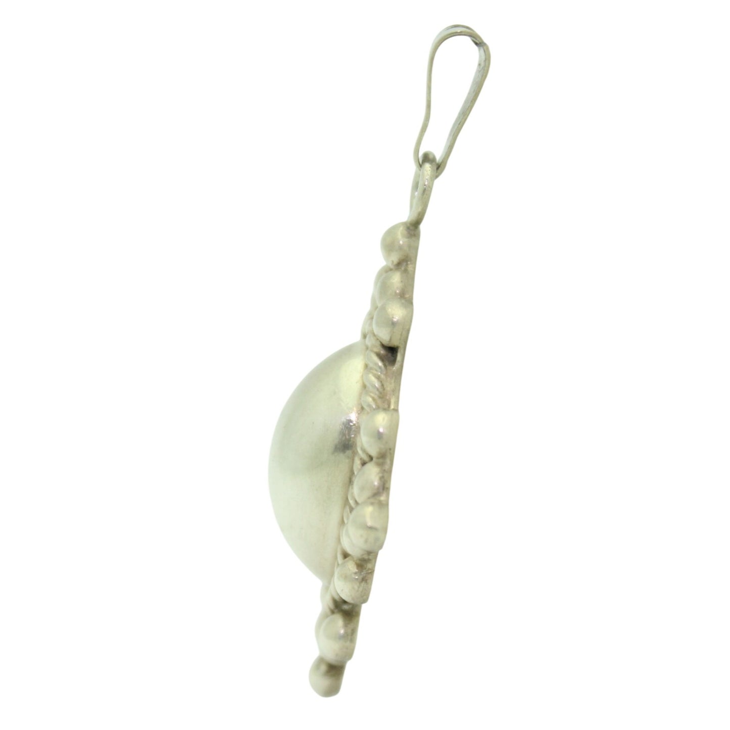 .925 Sterling Silver Oval Pendant Beaded Design & Rope Detail