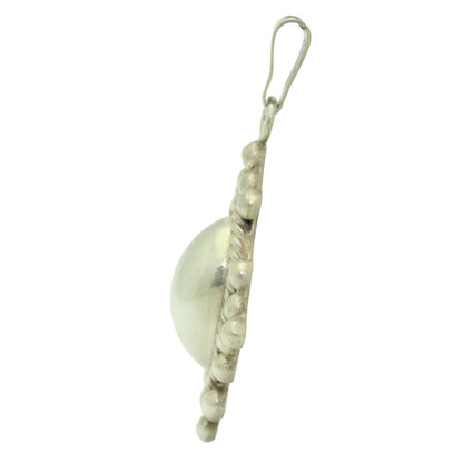 .925 Sterling Silver Oval Pendant Beaded Design & Rope Detail