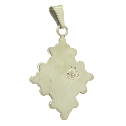 .925 Sterling Silver Oval Pendant Beaded Design & Rope Detail