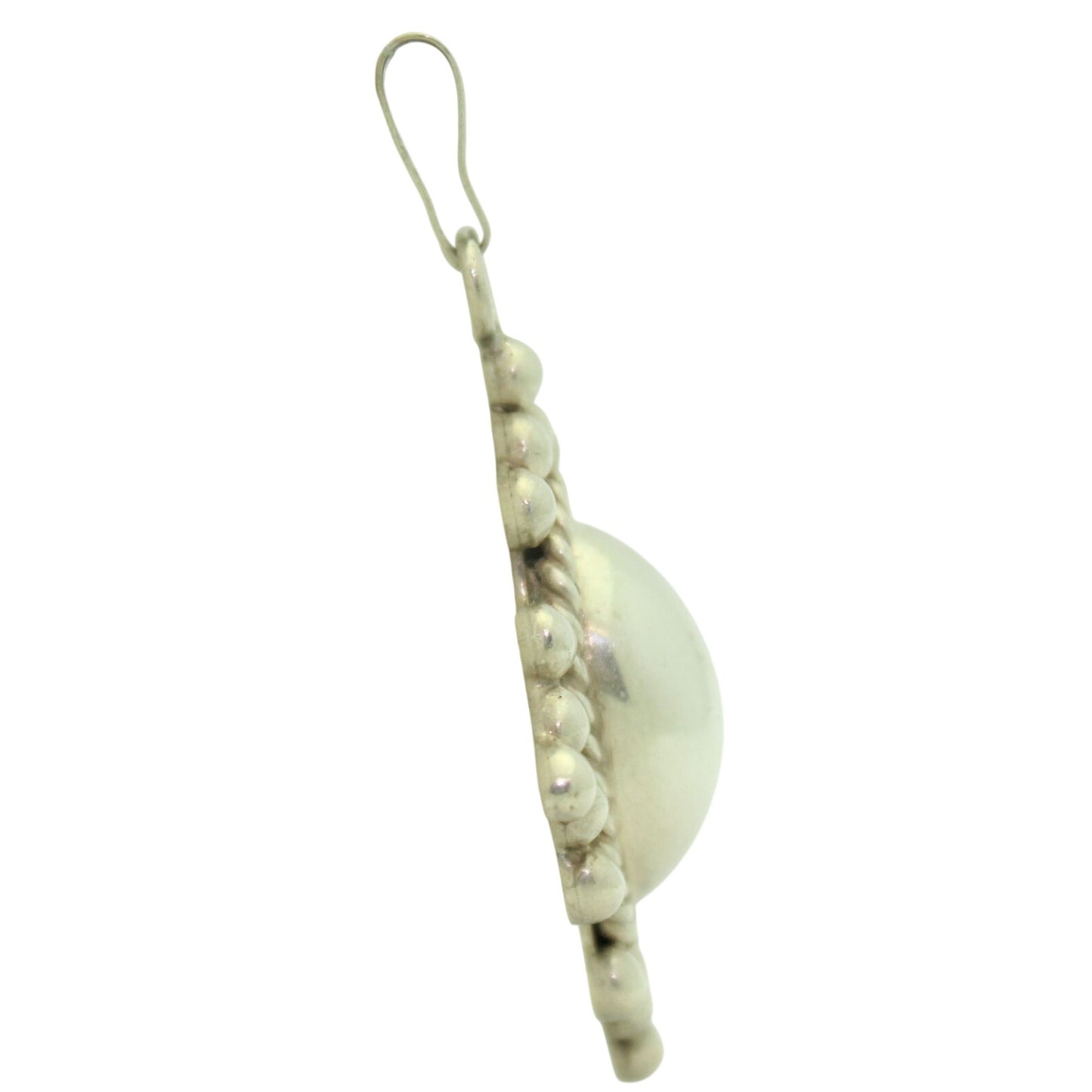 .925 Sterling Silver Oval Pendant Beaded Design & Rope Detail