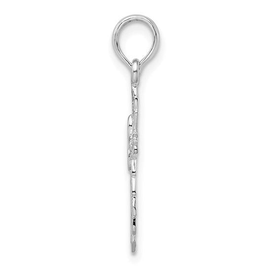 Sterling Silver Rhodium-Plated Scalloped Edge Cut-Out Cross Pendant