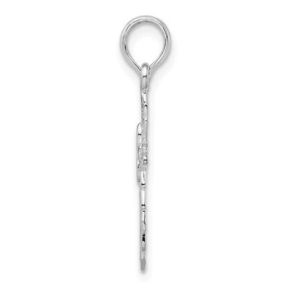 Sterling Silver Rhodium-Plated Scalloped Edge Cut-Out Cross Pendant