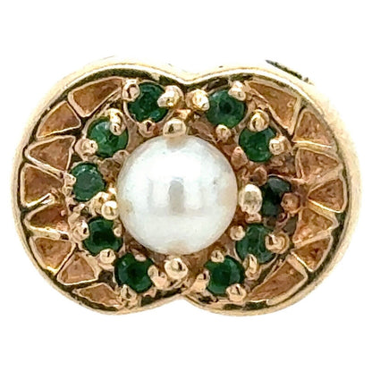 10k Yellow Gold Pearl & Emerald Bracelet Slide 5.3g