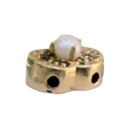 10k Yellow Gold Pearl & Emerald Bracelet Slide 5.3g