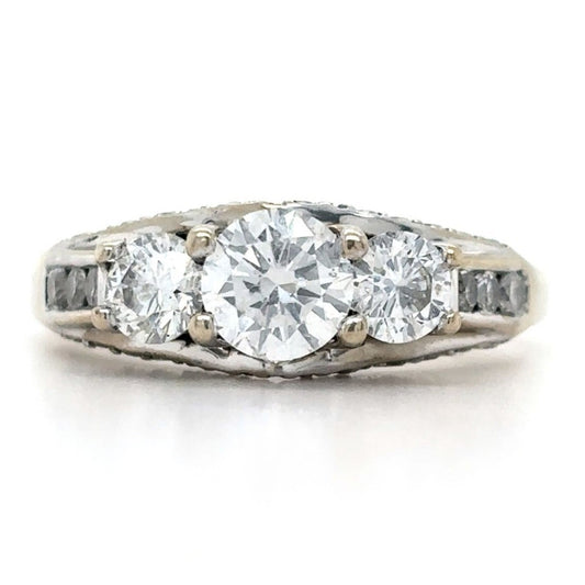 14k White Gold 1.34ct Diamond Size 5 Engagement Ring 4.1g
