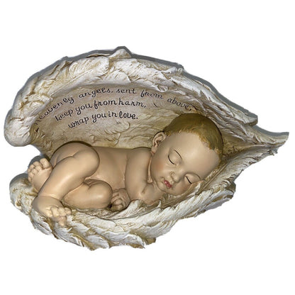 Josephs Studio Guardian Angel Wings Around Baby Figurine Stone Resin 9.7"