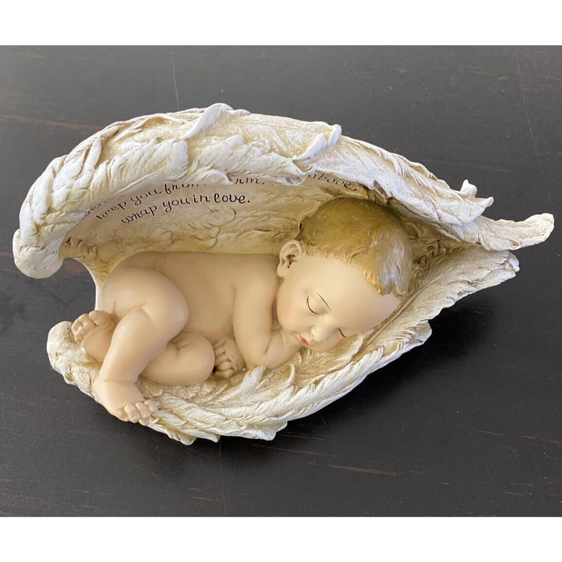 Josephs Studio Guardian Angel Wings Around Baby Figurine Stone Resin 9.7"