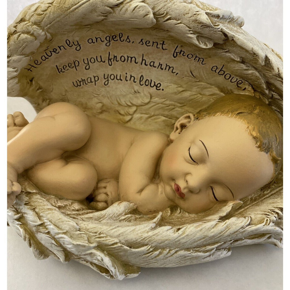 Josephs Studio Guardian Angel Wings Around Baby Figurine Stone Resin 9.7"