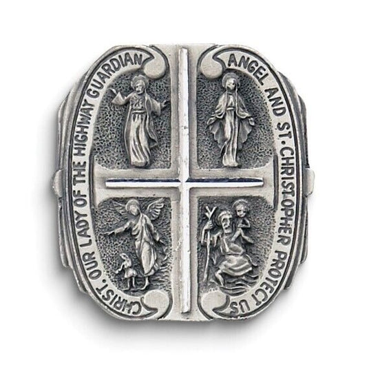 Four-Way Medal Sun-visor Clip - Perfect Religious Gift