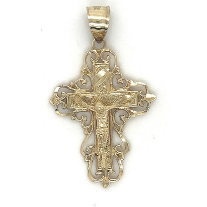 Estate Vintage 10K Yellow Gold Crucifix Cross Pendant 3.9g