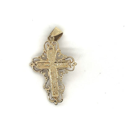 Estate Vintage 10K Yellow Gold Crucifix Cross Pendant 3.9g