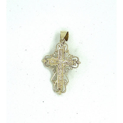 Estate Vintage 10K Yellow Gold Crucifix Cross Pendant 3.9g
