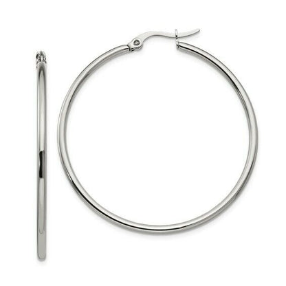 Chisel Stainless Steel Polished 37mm Diameter 2mm Hoop Earrings In Gift Pouch