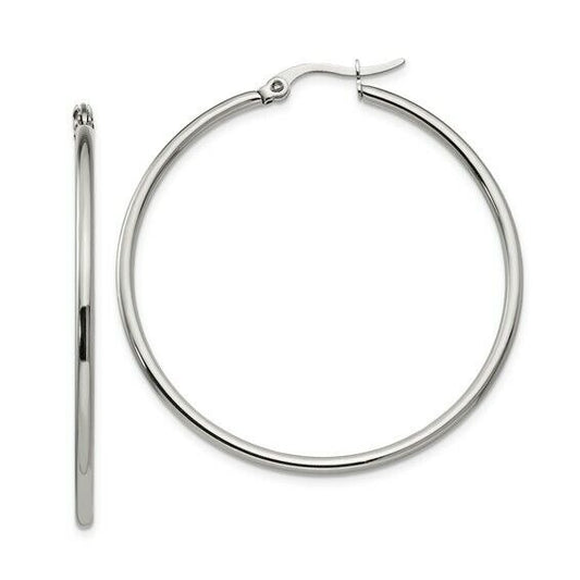 Chisel Stainless Steel Polished 37mm Diameter 2mm Hoop Earrings In Gift Pouch