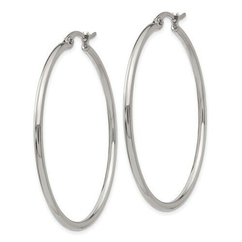 Chisel Stainless Steel Polished 37mm Diameter 2mm Hoop Earrings In Gift Pouch