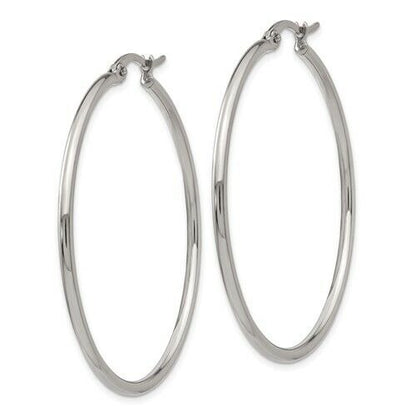 Chisel Stainless Steel Polished 37mm Diameter 2mm Hoop Earrings In Gift Pouch