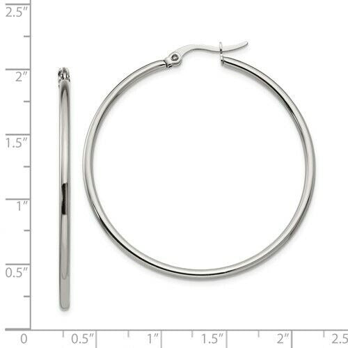 Chisel Stainless Steel Polished 37mm Diameter 2mm Hoop Earrings In Gift Pouch