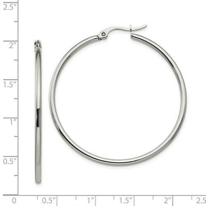 Chisel Stainless Steel Polished 37mm Diameter 2mm Hoop Earrings In Gift Pouch