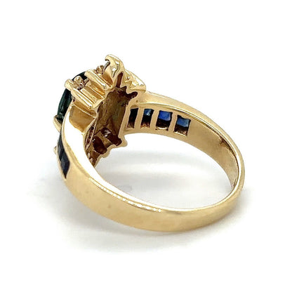 1.65ctw Sapphire & Diamond Accent Ring REAL SOLID 14k Yellow 3.6 g Size 3.25