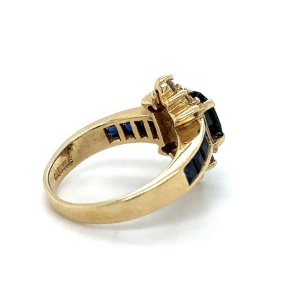1.65ctw Sapphire & Diamond Accent Ring REAL SOLID 14k Yellow 3.6 g Size 3.25
