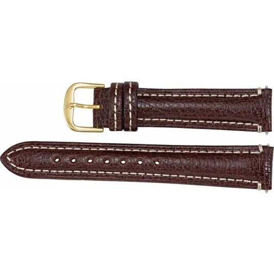 20mm Long Brown Leather Matte Finish Heavy Padded Watch Band