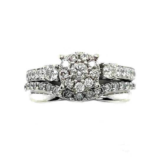 1ctw Diamond Bridal Wedding Ring 14K White Gold Size 5.25 Halo