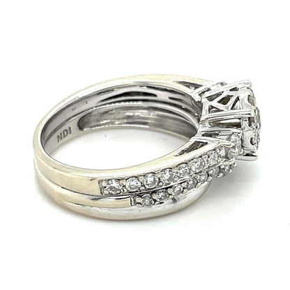1ctw Diamond Bridal Wedding Ring 14K White Gold Size 5.25 Halo