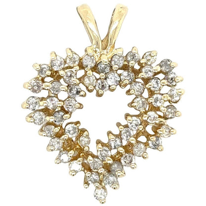 3/4ctw Diamond 14k Yellow Gold Heart Pendant 3.7g