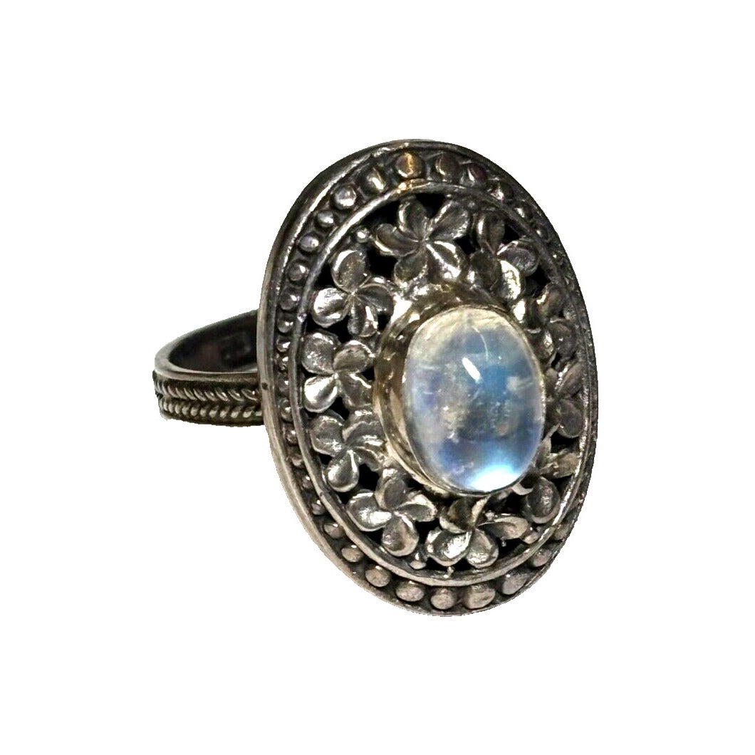 .925 Sterling Silver Moonstone Ring Size 6.75